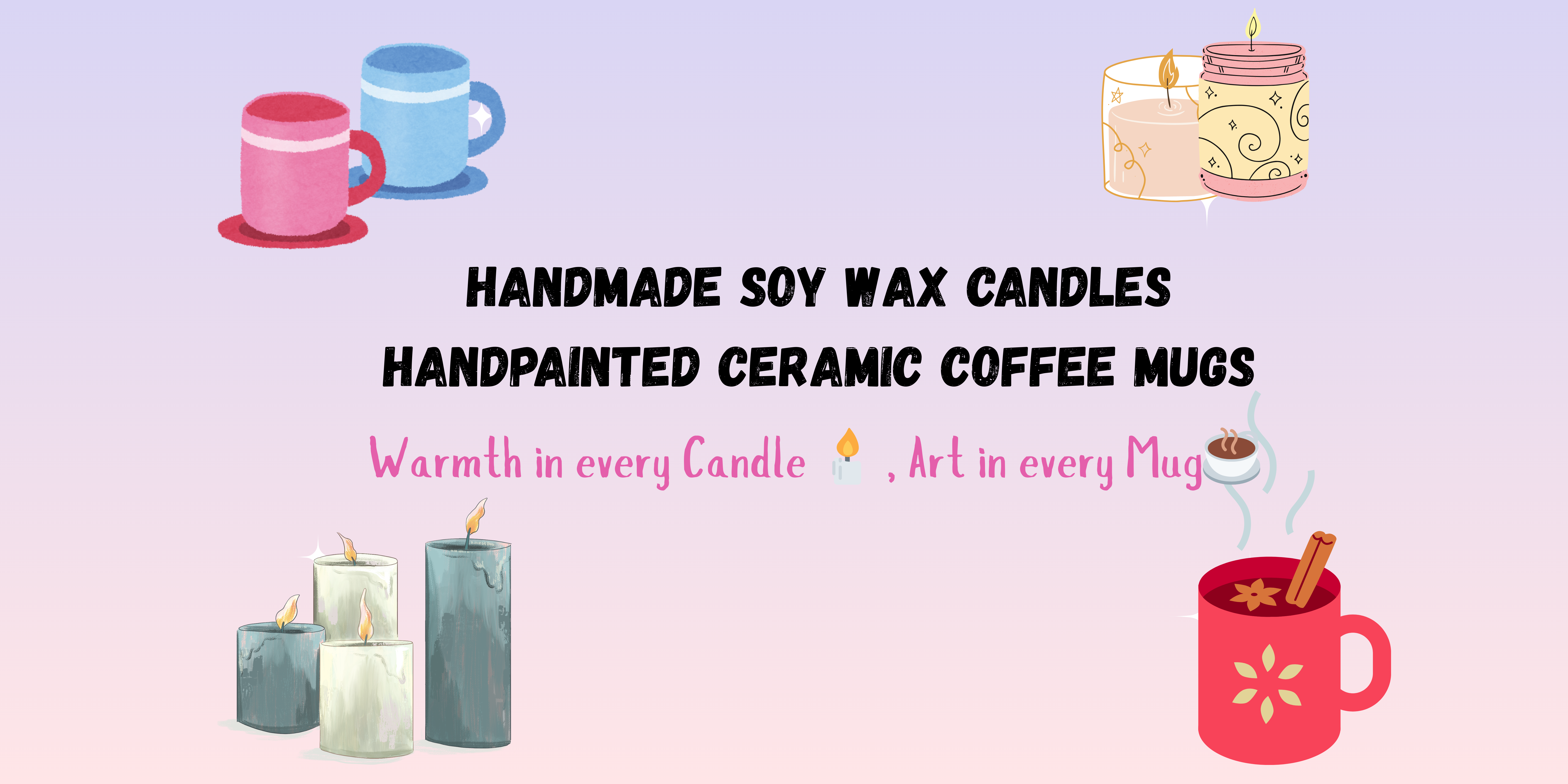Twinkling Candles and Mugs banner